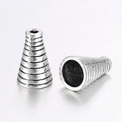 Antique Silver Tibetan Style Cone Alloy Bead Caps, Antique Silver, 15.5x10mm, Hole: 2~8mm