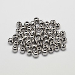 Platinum Rack Plating and Vacuum Plating Brass Round Spacer Beads, Platinum, 6mm, Hole: 1.5mm