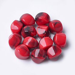 Red Acrylic Beads, Imitation Gemstone Style, Nuggets, Red, 15.5x12x12mm, Hole: 1.8mm, about 310pcs/500g