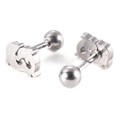 Stainless Steel Color 201 Stainless Steel Barbell Cartilage Earrings, Screw Back Earrings, with 304 Stainless Steel Pins, Dolphins, Stainless Steel Color, 7.5x5x2mm, Pin: 1mm