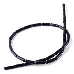 Obsidian Natural Obsidian Bead Strands, Tube, 13~15x4mm, Hole: 1mm, about 31pcs/strand, 15.7 inch