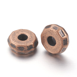 Red Copper Tibetan Style Spacer Beads, Cadmium Free & Lead Free, Rondelle, Red Copper, 8x3mm, Hole: 2mm