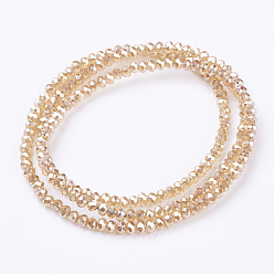 Sandy Brown Electroplate Glass Beads Strands, Full Rainbow Plated, Faceted, Rondelle, Sandy Brown, 3x2mm, Hole: 1mm, about 160~165pcs/strand, 15.35 inch~15.75 inch(39~40cm)