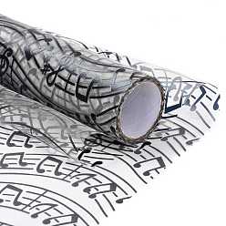 Blanc Rubans de maille déco imprimés note de musique noire, tissu de tulle, pour la décoration de la maison de fête, blanc, 10.82~11.02 pouce (27.5~28 cm), 5 yards / rouleau