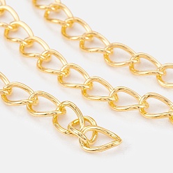 Golden Iron Chains, Unwelded, Twisted Chains, Unwelded, Oval, with Spool, Lead Free & Nickel Free, Golden, 8x6x1mm