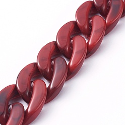Dark Red Handmade Acrylic Curb Chains, Imitation Gemstone, for Handbag Chain Making, Dark Red, Link: 23x16.5x5mm, 39.37 inch(1m)/strand