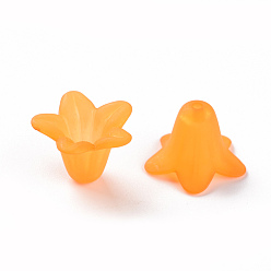 Orange Perles acryliques transparentes, givré, fleur, orange, 17.5x12mm, trou: 1.5 mm, environ 770 pcs / 500 g