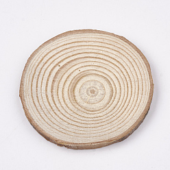 PapayaWhip Undyed Unfinished Wooden Cabochons, Wood Slice, Tree Ring, PapayaWhip, 43~52x4.5mm