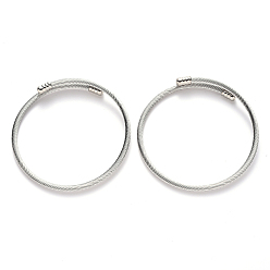 Stainless Steel Color Adjustable 304 Stainless Steel Bangle Making, with Brass Cord Ends, Stainless Steel Color, Inner Diameter: 2-1/4 inch(5.6cm)