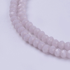 Thistle Opaque Solid Color Glass Bead Strands, Imitation Jade, Faceted, Rondelle, Thistle, 3x2mm, Hole: 0.8mm, about 185~190pcs/strand, 14.9~17.3 inch(38~44cm)