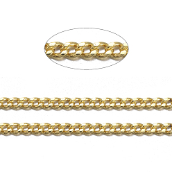 Golden Brass Twisted Chains, Curb Chains, Diamond Cut, Soldered, Faceted, with Spool, Oval, Lead Free & Cadmium Free, Golden, 2x1.5x0.45mm, about 301.83 Feet(92m)/roll