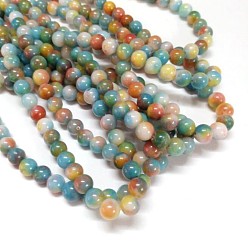 Colorful Jade Beads Strands, Natural White Jade, Dyed, Round, Colorful, 4mm, Hole: 1mm, about 98pcs/strand, 15.7 inch