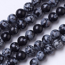 Snowflake Obsidian Natural Snowflake Obsidian Beads Strands, Round, 6mm, Hole: 1mm, about 60pcs/strand, 15.1 inch