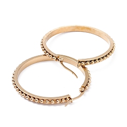 Golden 304 Stainless Steel Hoop Earrings, Ring, Golden, 42x41.5x3.5mm, Pin: 0.7mm