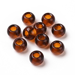 Chocolate Glass European Beads, Large Hole Beads, Rondelle, Chocolate, 15x10mm, Hole: 5~6.4mm