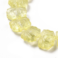 Jaune Chapelets de perles en verre transparentes  , lotus, jaune, 10x14x7mm, Trou: 0.8mm, Environ 38 pcs/chapelet, 14.17 pouce (36 cm)