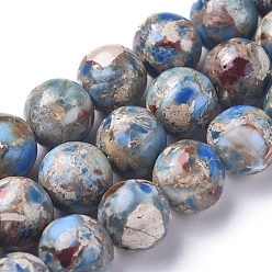 Aqua Assembled Synthetic Turquoise and Imperial Jasper Beads Strands, Dyed, Round, Gray, 8mm, Hole: 0.8mm, about 52 pcs/Strand, 16.14 inch(41 cm) 