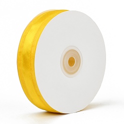 Gold Solid Color Organza Ribbons, for Party Decoration, Gift Packing, Gold, 1"(25mm), about 50yard/roll(45.72m/roll)