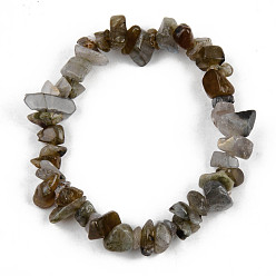 Labradorite Unisex Chip Natural Labradorite Beaded Stretch Bracelets, Inner Diameter: 1-3/4~2 inch(4.5~5cm)