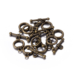 Antique Bronze Tibetan Style Alloy Toggle Clasps, Cadmium Free & Nickel Free & Lead Free, Antique Bronze, 15x11mm, Hole: 2mm