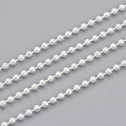 Серебро Латунные шаровые цепи, долговечный, пайки, с катушкой, без кадмия и без свинца, серебряные, 1.2 мм, около 301.83 футов (92 м) / рулон