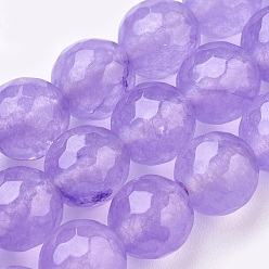 Pourpre Moyen Malaisie naturelles perles de jade brins, teint, facette, ronde, support violet, 10mm, Trou: 1.2mm, Environ 37 pcs/chapelet, 14.9 pouce