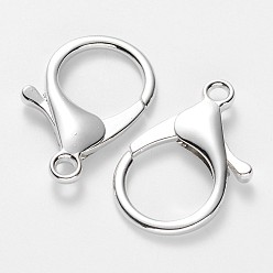 Platinum Alloy Lobster Claw Clasps, Platinum, 34~36x24x6mm, Hole: 3mm