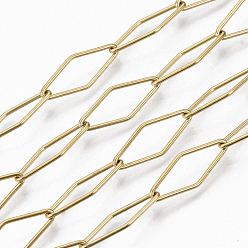 Golden 201 Stainless Steel Rhombus Link Chains, Soldered, Golden, 20x8x1mm, about 39.37 inch(1m)/strand