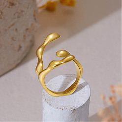 Real 18K Gold Plated SHEGRACE 925 Sterling Silver Cuff Rings, Open Rings, Wide Band Rings, Coral Shape, Real 18K Gold Plated, US Size 5, Inner Diameter: 16mm