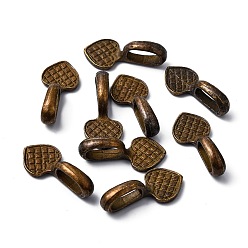 Antique Bronze Tibetan Style Alloy Heart Glue-on Flat Pad Pendant Bails, Cadmium Free & Nickel Free & Lead Free, Antique Bronze, 21x9x7mm, Hole: 8x4.5mm, about 660pcs/1000g