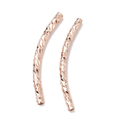 Rose Gold Rack Plating Brass Curved Tube Beads, Cadmium Free & Lead Free, Long-Lasting Plated, Rose Gold, 19~20x1.5mm, Hole: 0.7mm