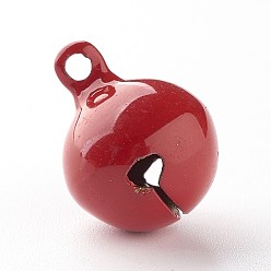 Red Brass Bell Pendants, Red, 17.5x14mm, Hole: 2mm