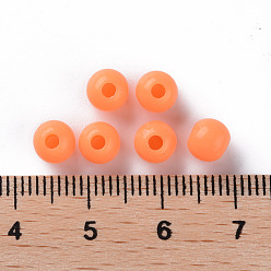 Coral Opaque Acrylic Beads, Round, Coral, 6x5mm, Hole: 1.8mm, about 4400pcs/500g