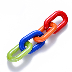 Mixed Color Opaque Acrylic Linking Rings, Quick Link Connectors, for Cable Chains Making, Pearlized, Oval, Mixed Color, 31x19.5x5.5mm, Inner Diameter: 19.5x7.5mm