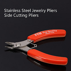 Red Stainless Steel Jewelry Pliers, Flush Cutter, Shear, Red, 8.3x6.8x1.2cm