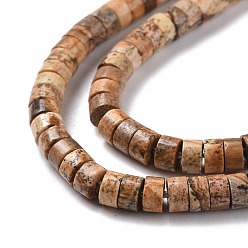 Picture Jasper Natural Picture Jasper Beads Strands, Flat Round, 4x2mm, Hole: 1mm, about 169pcs/strand, 14.96''(38cm)