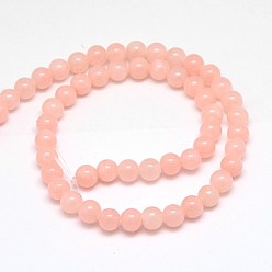 Light Salmon Natural Yellow Jade Beads Strands, Dyed, Round, Light Salmon, 6mm, Hole: 1mm, about 70pcs/strand, 15.75 inch
