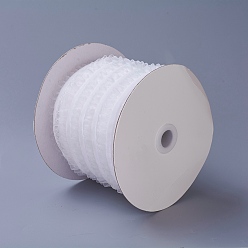 White Nylon Elastic Ribbon, with Lace, for Jewelry Making, White, 1 inch(25mm), 50yards/roll(45.72m/roll)