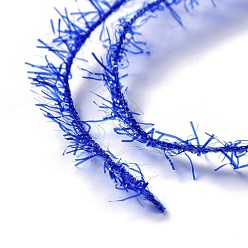 Bleu Fil à crocheter en polyester, fil frotté étincelant, pour lave-vaisselle, torchon, décoration artisanat tricot, bleu, 10~13x0.5mm, 218.72 verge (200m)/rouleau