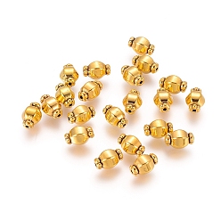 Antique Golden Tibetan Style Spacer Beads, Antique Golden Color, Lead Free & Nickel Free & Cadmium Free, Size: about 7mm in diameter, 10mm long, hole: 1mm