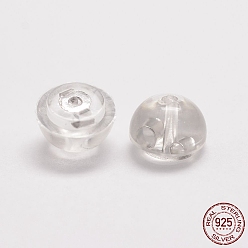 Argent 925 noix d'oreille en argent sterling, avec du plastique, argenterie, 5.5x4mm, Trou: 0.5mm