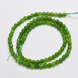 Dark Olive Green Natural Malaysia Jade Bead Strands, Imitation  TaiWan Jade, Round, Dyed, Faceted, Dark Olive Green, 4mm, Hole: 0.8mm, about 91pcs/strand, 14.5 inch