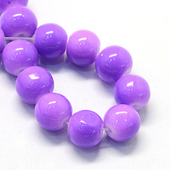 Medium Orchid Baking Painted Glass Round Bead Strands, Medium Orchid, 6.5mm, Hole: 1.5mm, about 145pcs/strand, 31.8 inch