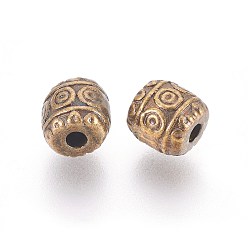 Antique Bronze Tibetan Style Alloy Beads, Cadmium Free & Nickel Free & Lead Free, Barrel, Antique Bronze, 6x6mm, Hole: 1.6mm