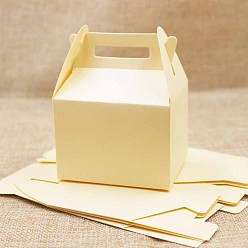 PeachPuff Creative Portable Foldable Paper Gift Box with Handles, Gable Favor Boxes, for Gift Giving & Packaging, PeachPuff, 7.2x5.8x9.2cm