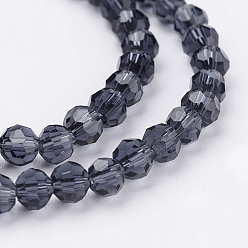 Bleu De Prusse Chapelets de perles en verre, facette, ronde, null, 4mm, Trou: 1mm, Environ 98 pcs/chapelet, 13.7 pouce
