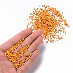 Dark Orange Glass Seed Beads, Opaque Colors Lustered, Round, Dark Orange, 2mm, Hole: 1mm, about 30000pcs/pound