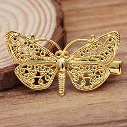 Golden Brass Butterfly with Iron Alligator Hair Clips, Vintage Hair Accessories Decorative, Golden, 45x25mm