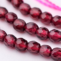 Garnet Natural Garnet Bead Strands, Grade A, Round, Faceted, 3~3.5mm, Hole: 0.5mm, about 109pcs/strand, 15 inch