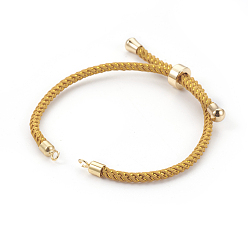 Verge D'or Fabrication de bracelet coulissant en cordon de nylon réglable, avec les accessoires en laiton, plaqué longue durée, réel 24 k plaqué or, verge d'or, 8-5/8 pouce (22 cm), 2~3.5mm, Trou: 1.5mm